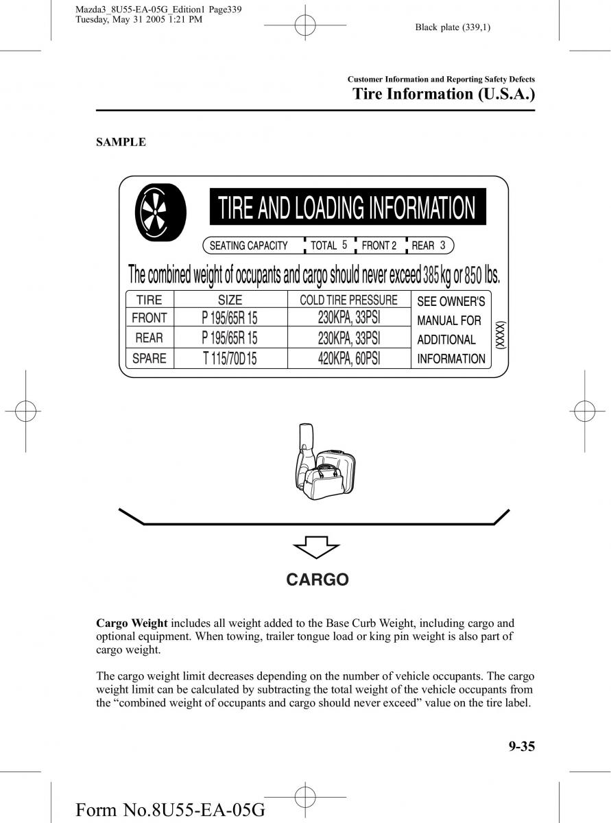 Mazda 3 I 1 owners manual / page 339