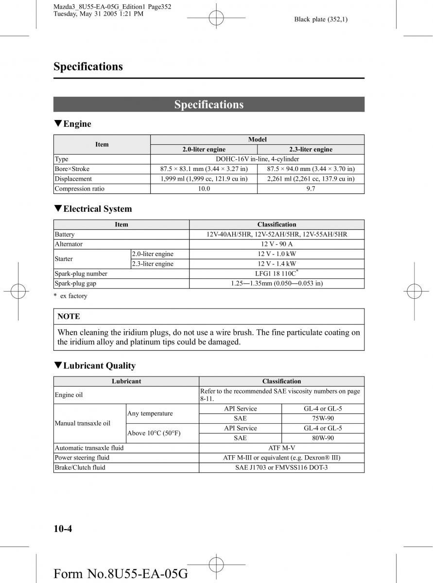 Mazda 3 I 1 owners manual / page 352