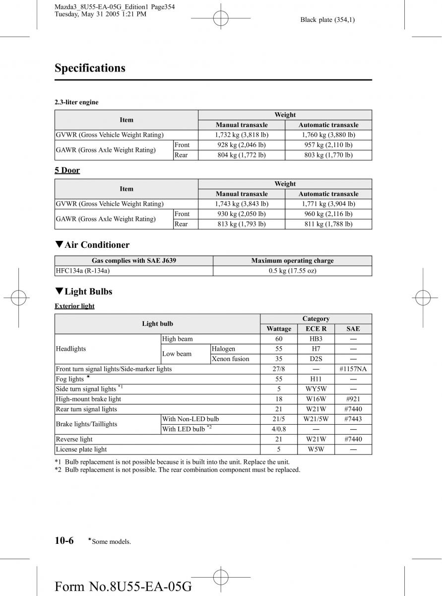 Mazda 3 I 1 owners manual / page 354