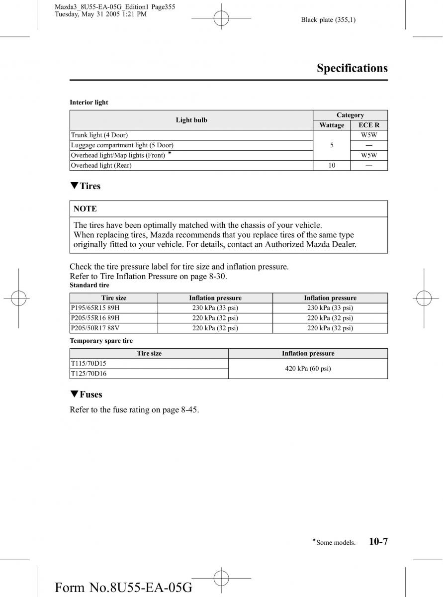 Mazda 3 I 1 owners manual / page 355