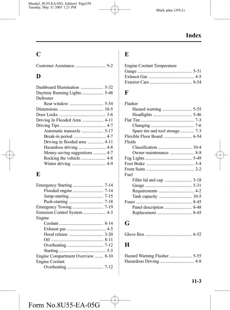 Mazda 3 I 1 owners manual / page 359