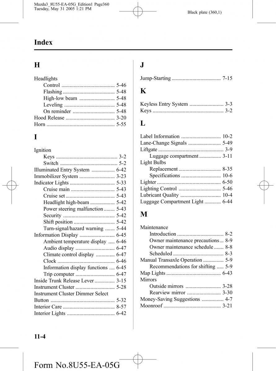 Mazda 3 I 1 owners manual / page 360