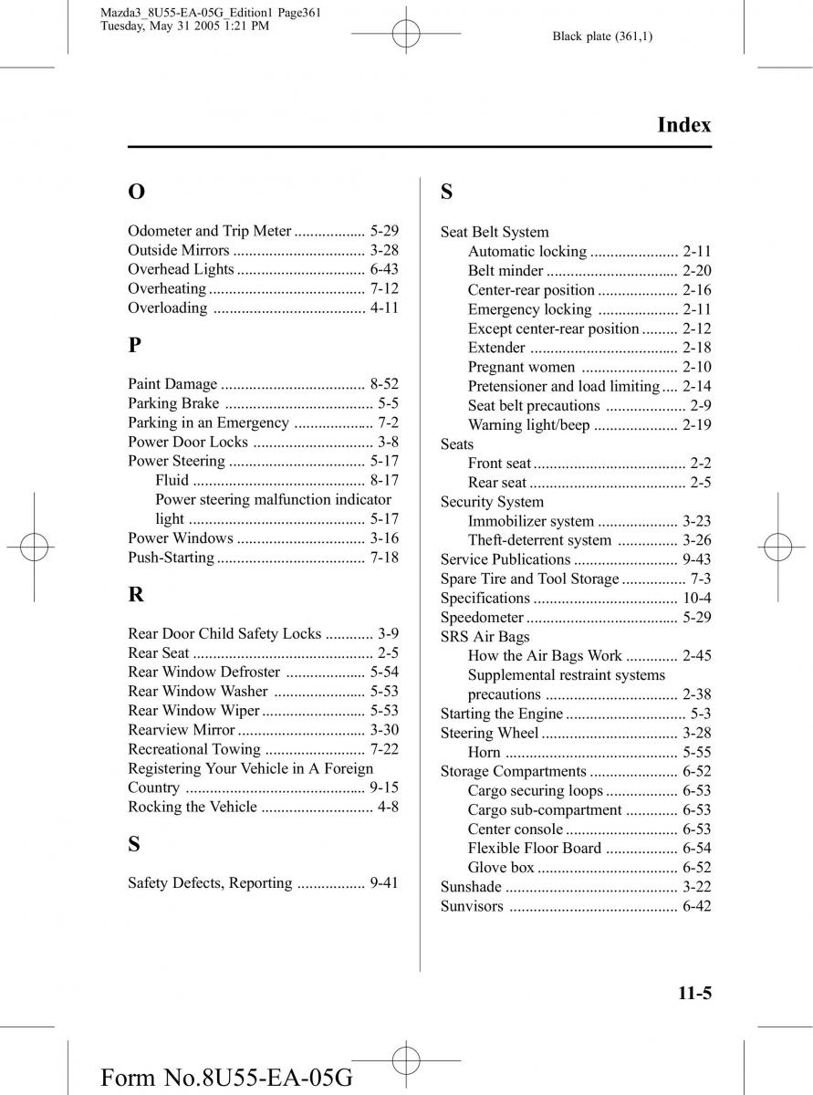 Mazda 3 I 1 owners manual / page 361