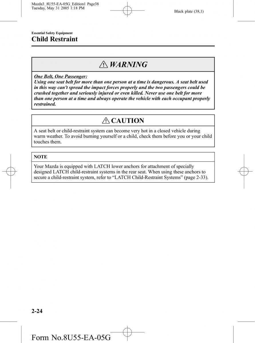 Mazda 3 I 1 owners manual / page 38