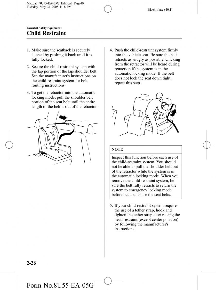 Mazda 3 I 1 owners manual / page 40