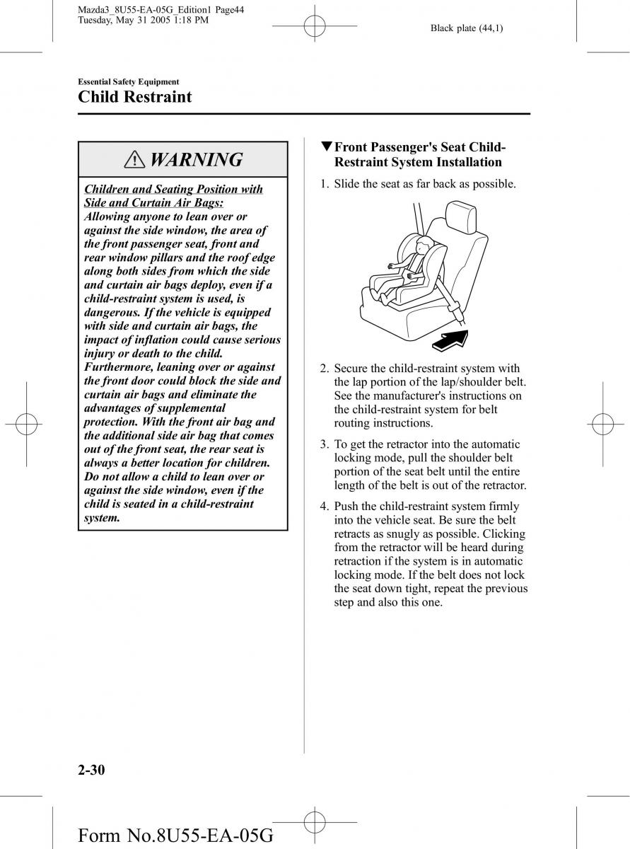 Mazda 3 I 1 owners manual / page 44