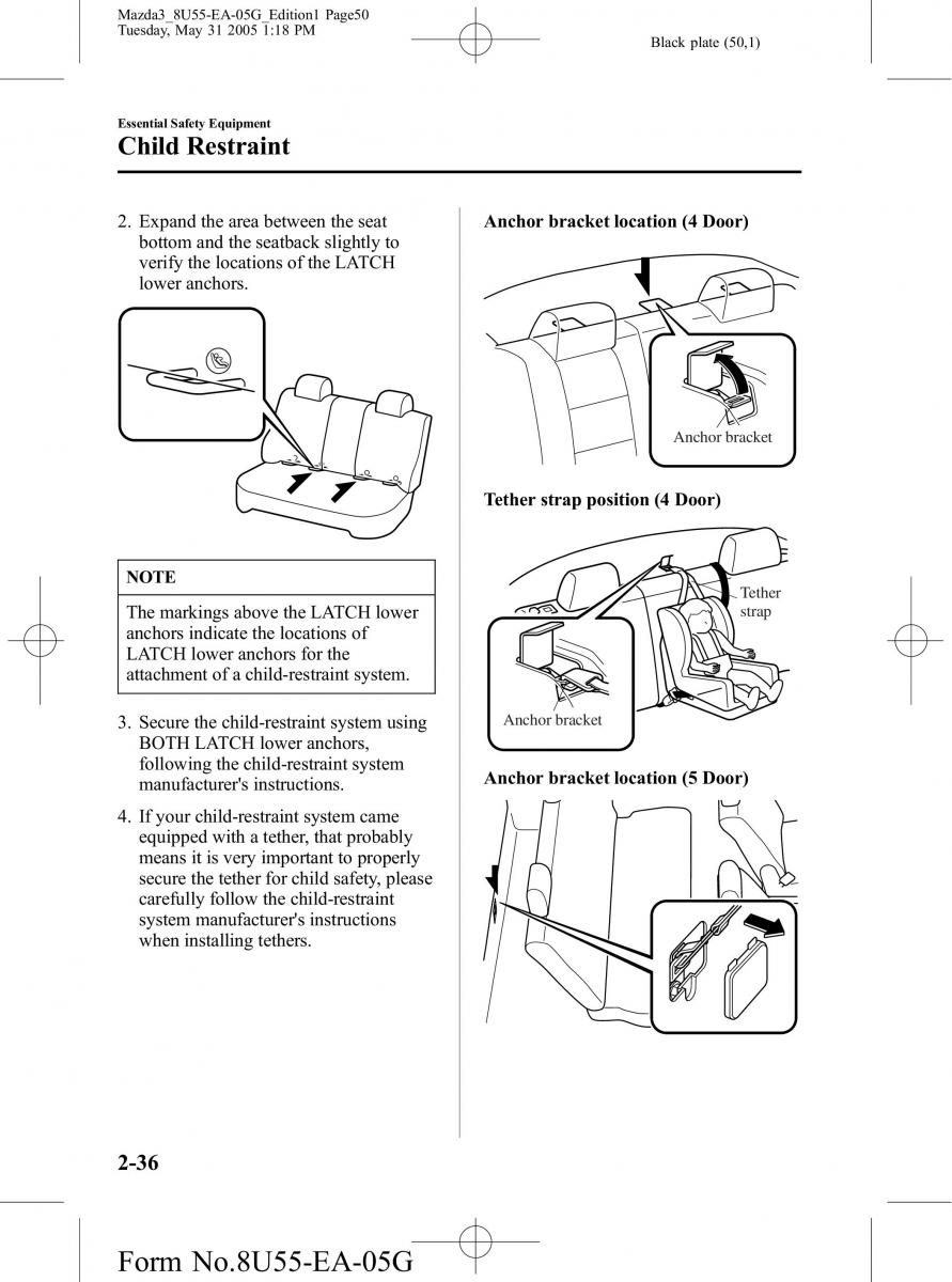 Mazda 3 I 1 owners manual / page 50