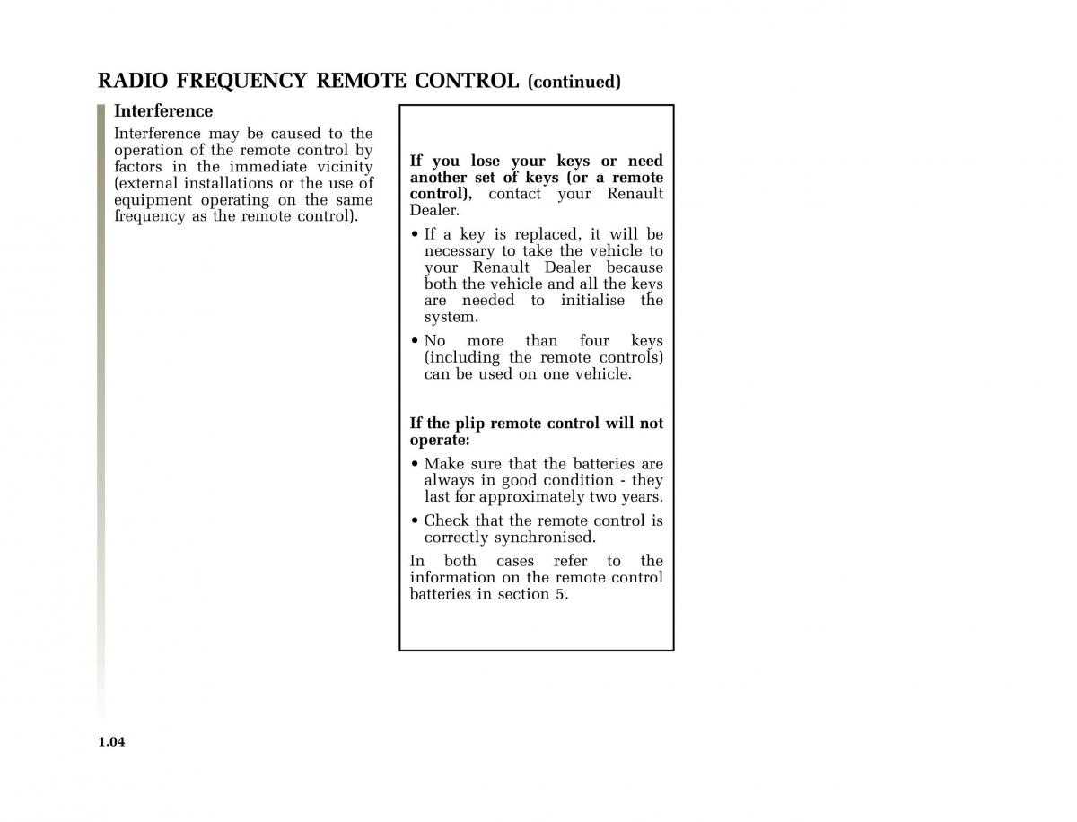 Renault Megane I 1 phase II owners manual / page 9