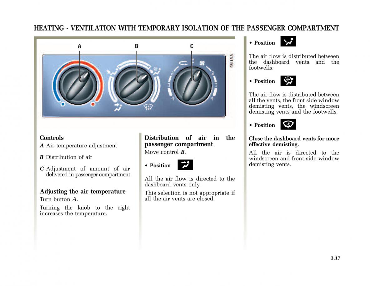 Renault Megane I 1 phase II owners manual / page 98