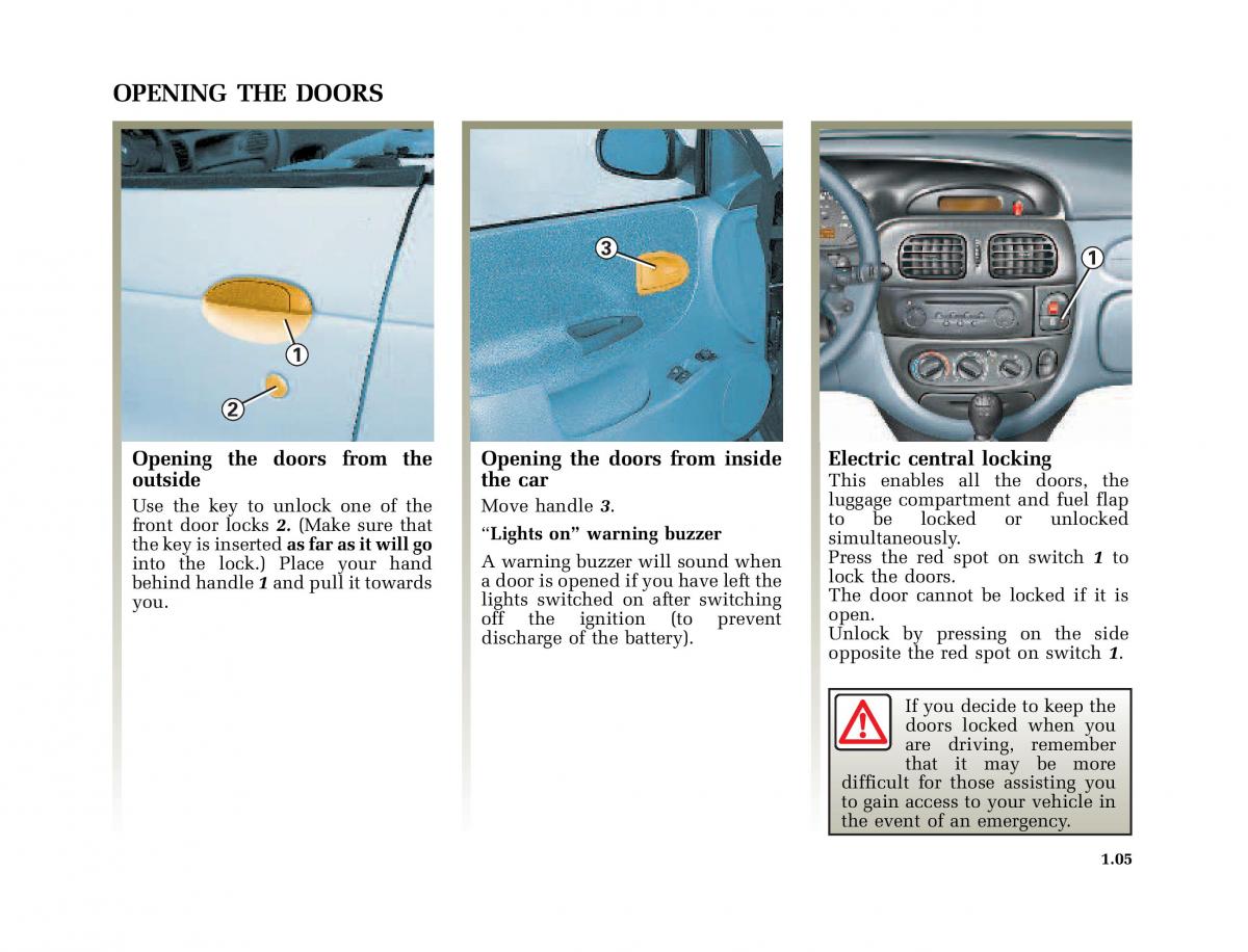 Renault Megane I 1 phase II owners manual / page 10