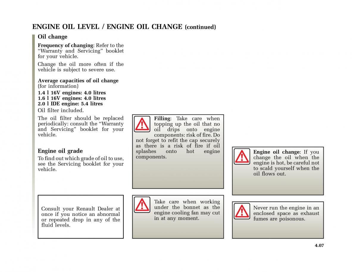 Renault Megane I 1 phase II owners manual / page 124