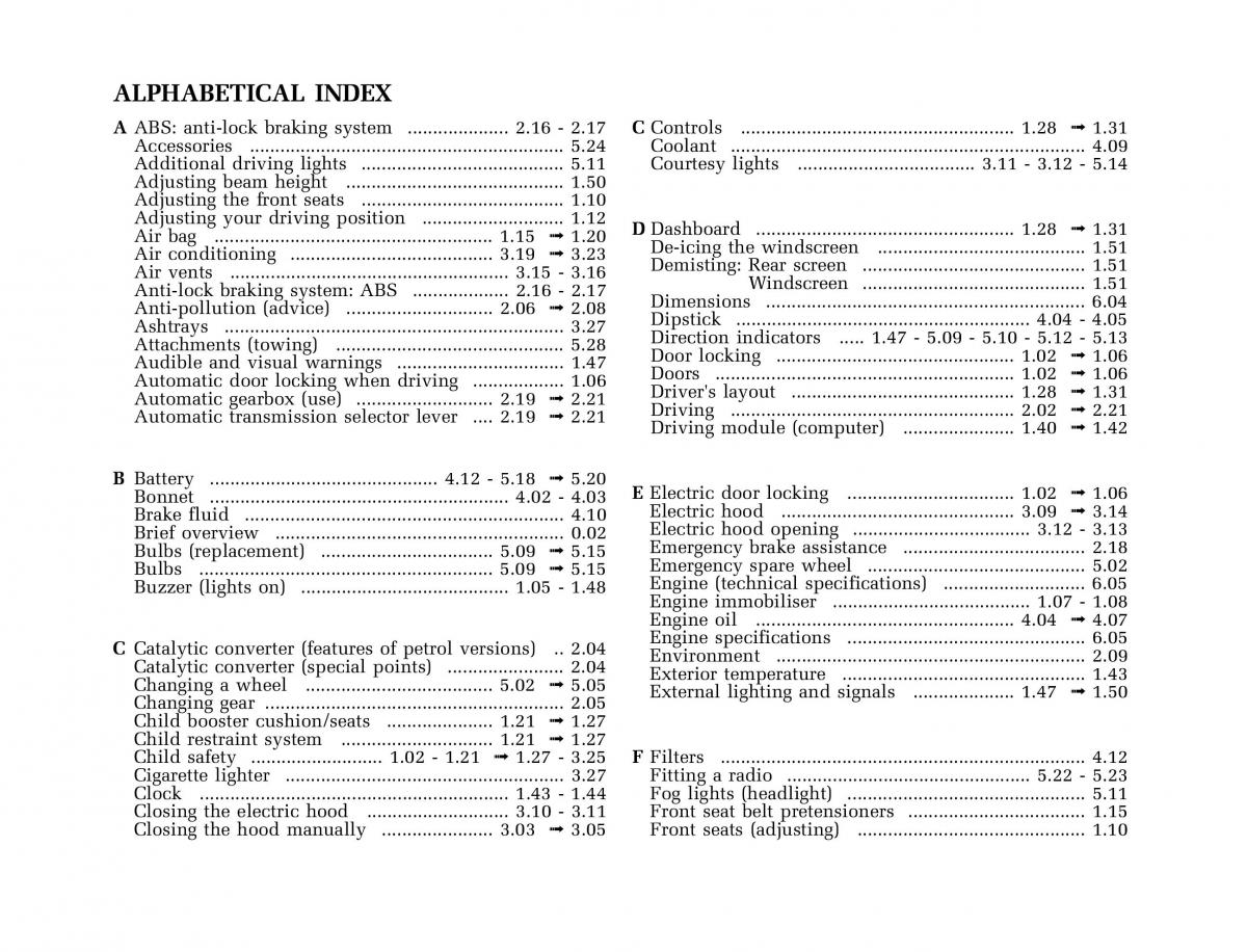 Renault Megane I 1 phase II owners manual / page 177