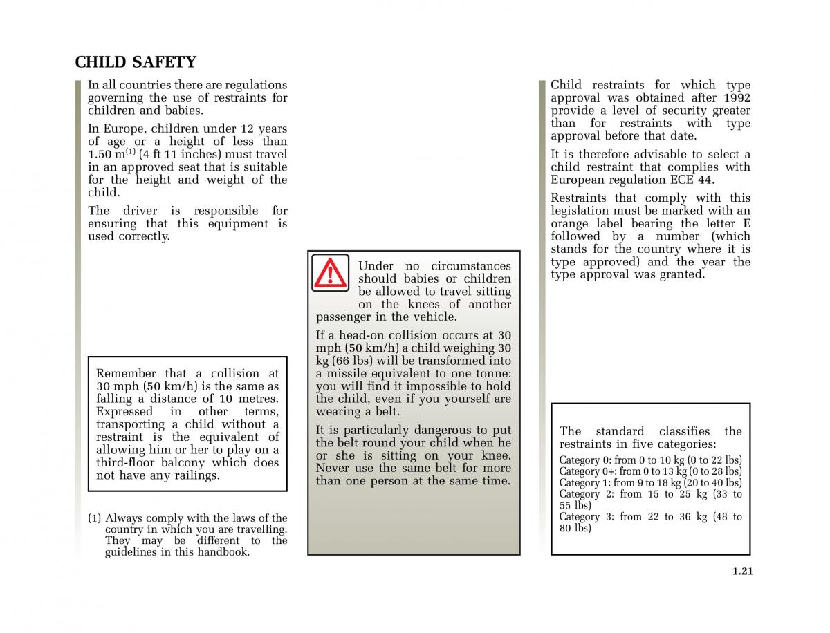 Renault Megane I 1 phase II owners manual / page 26