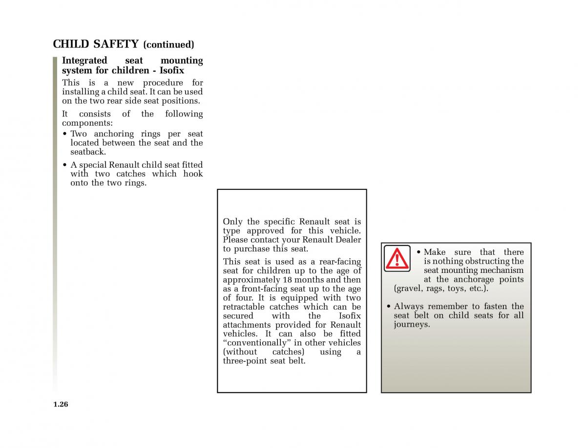 Renault Megane I 1 phase II owners manual / page 31