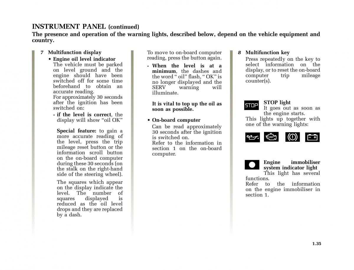 Renault Megane I 1 phase II owners manual / page 40