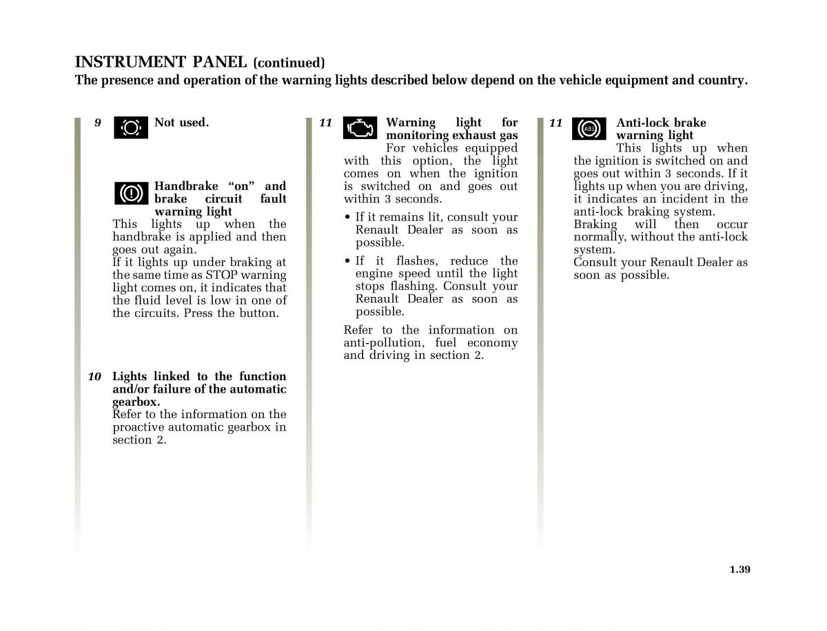 Renault Megane I 1 phase II owners manual / page 44