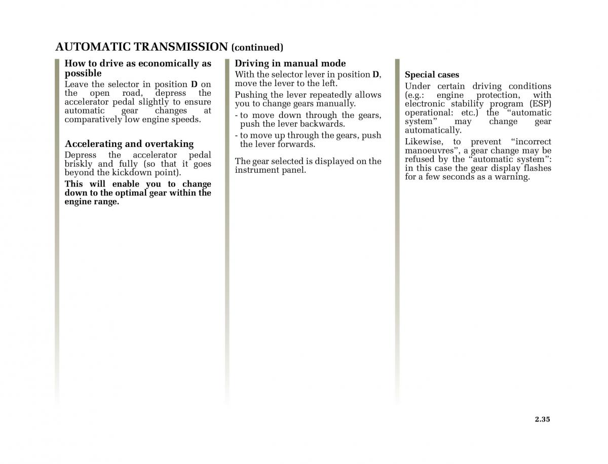 Renault Megane II 2 owners manual / page 134