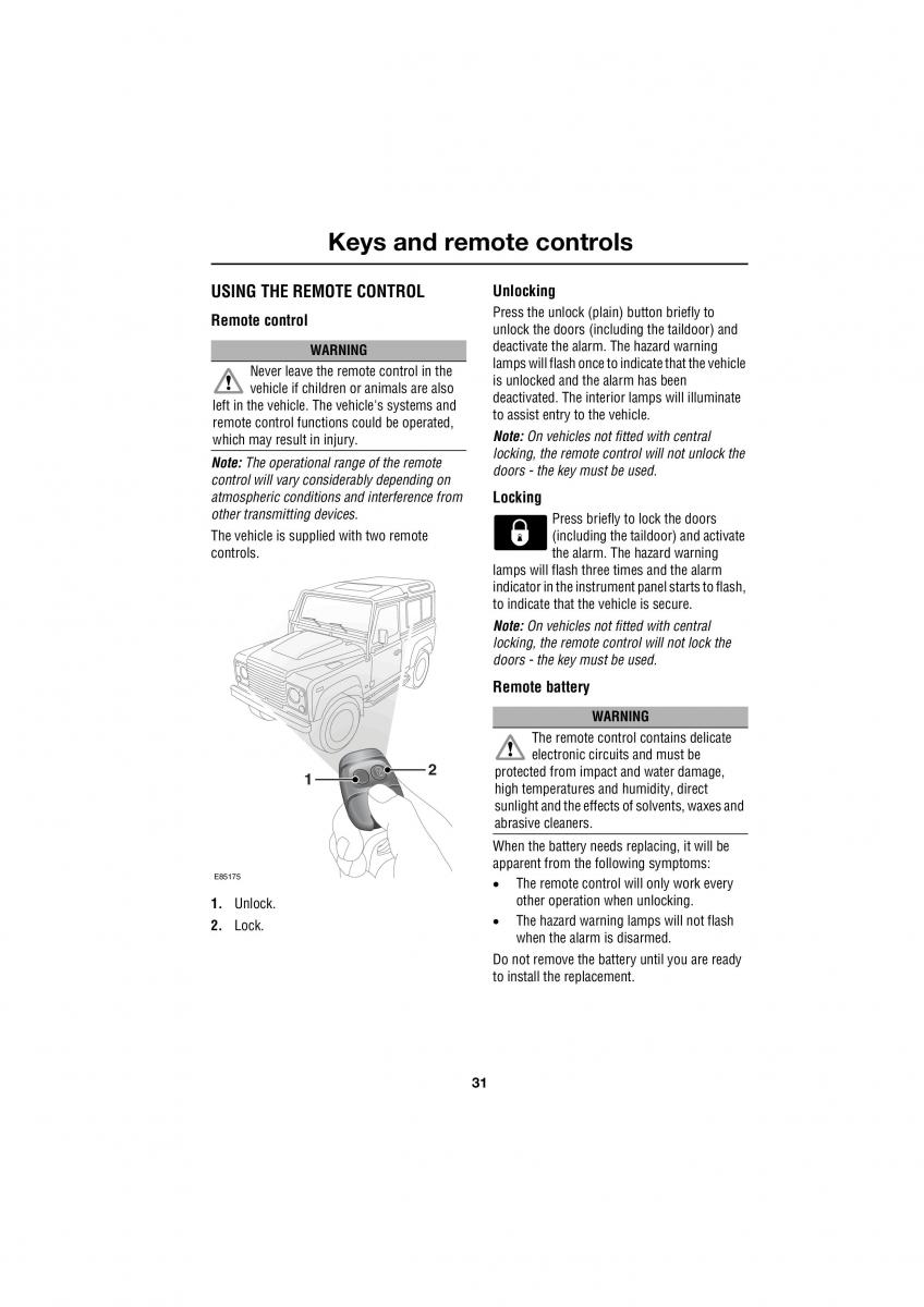 Land Rover Defender III gen owners manual / page 58