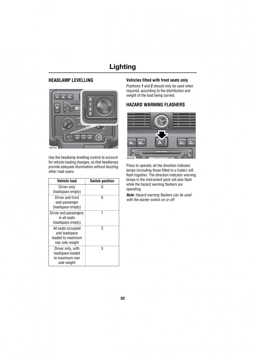 Land Rover Defender III gen owners manual / page 61