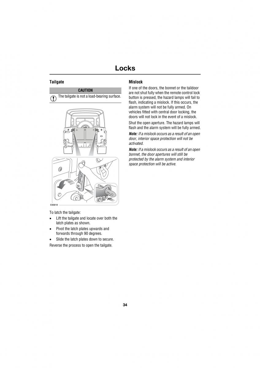 Land Rover Defender III gen owners manual / page 72