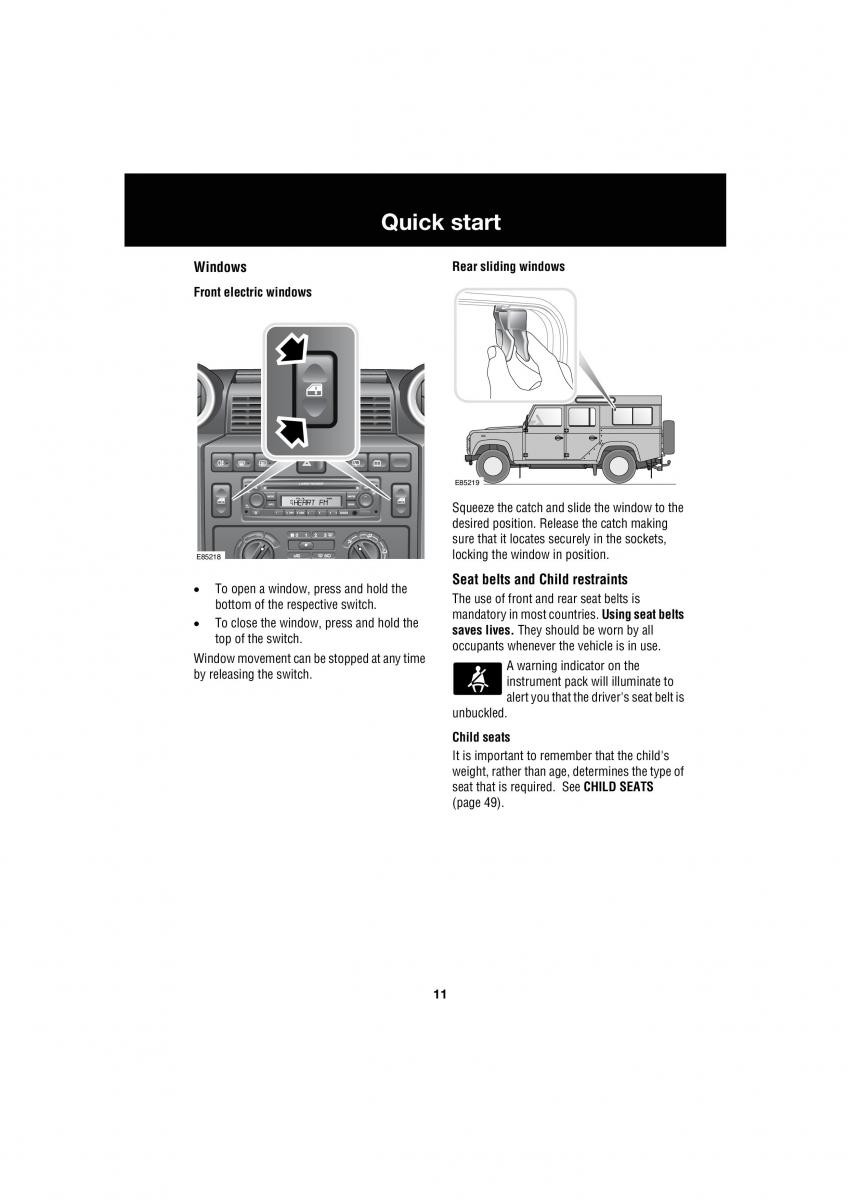 Land Rover Defender III gen owners manual / page 97