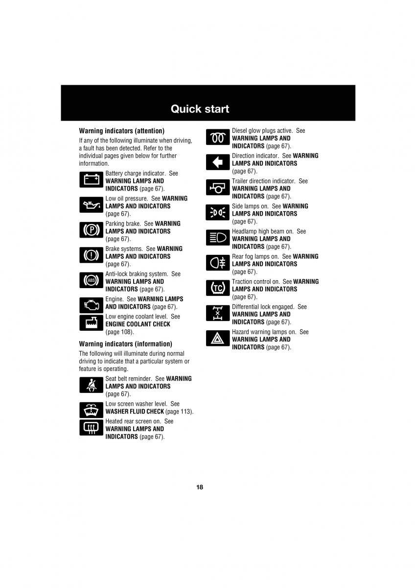 Land Rover Defender III gen owners manual / page 104