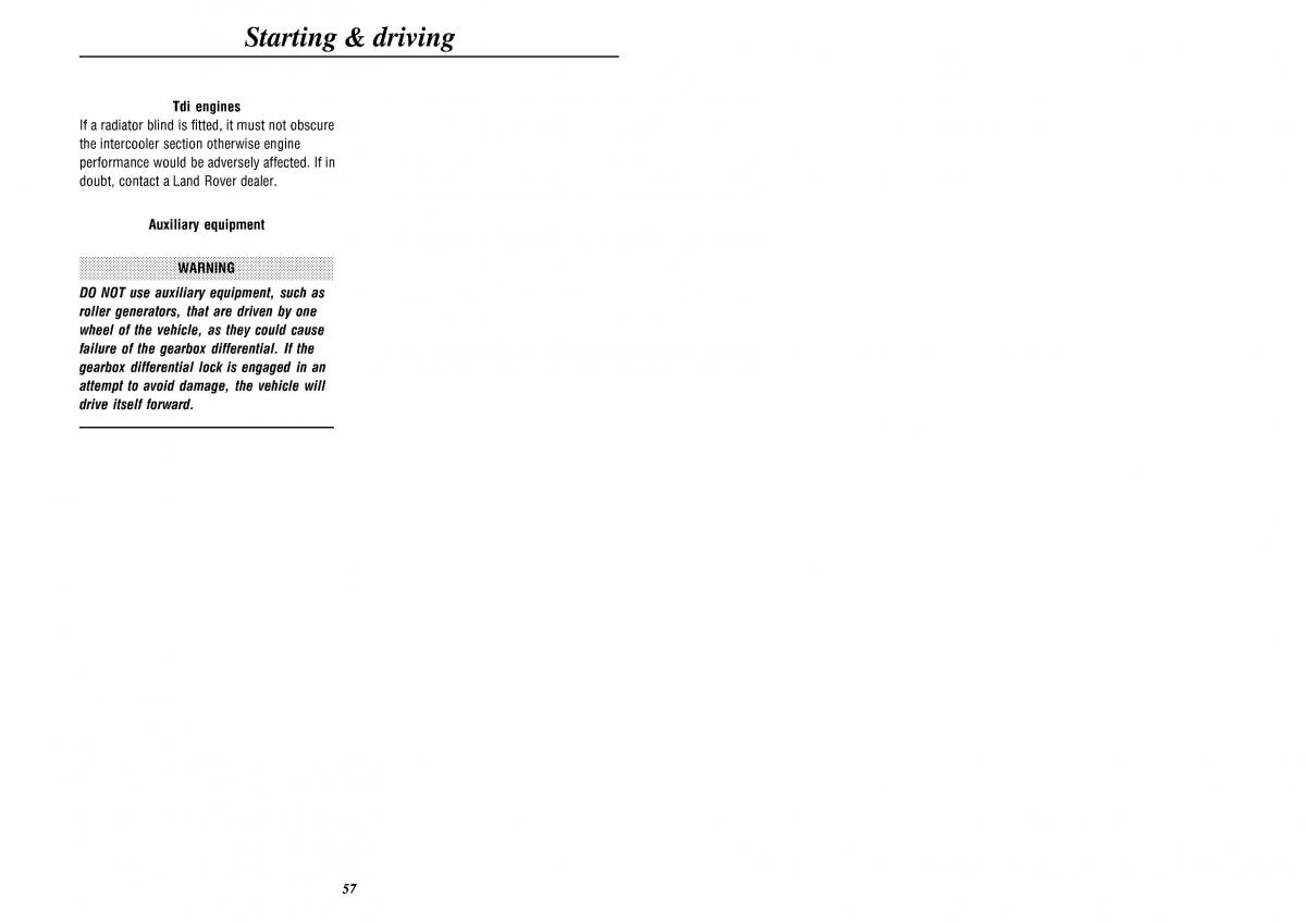 Land Rover Defender II gen owners manual / page 59