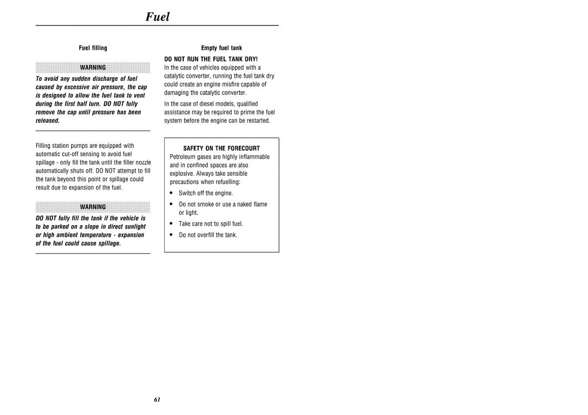 Land Rover Defender II gen owners manual / page 63