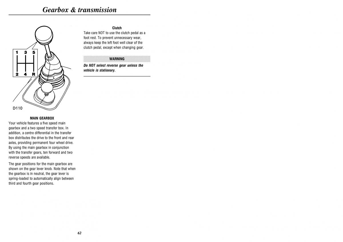 Land Rover Defender II gen owners manual / page 64