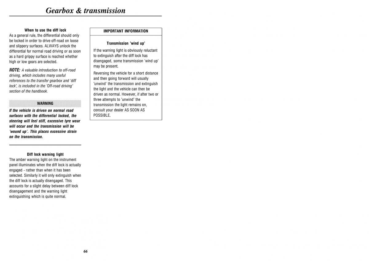 Land Rover Defender II gen owners manual / page 68