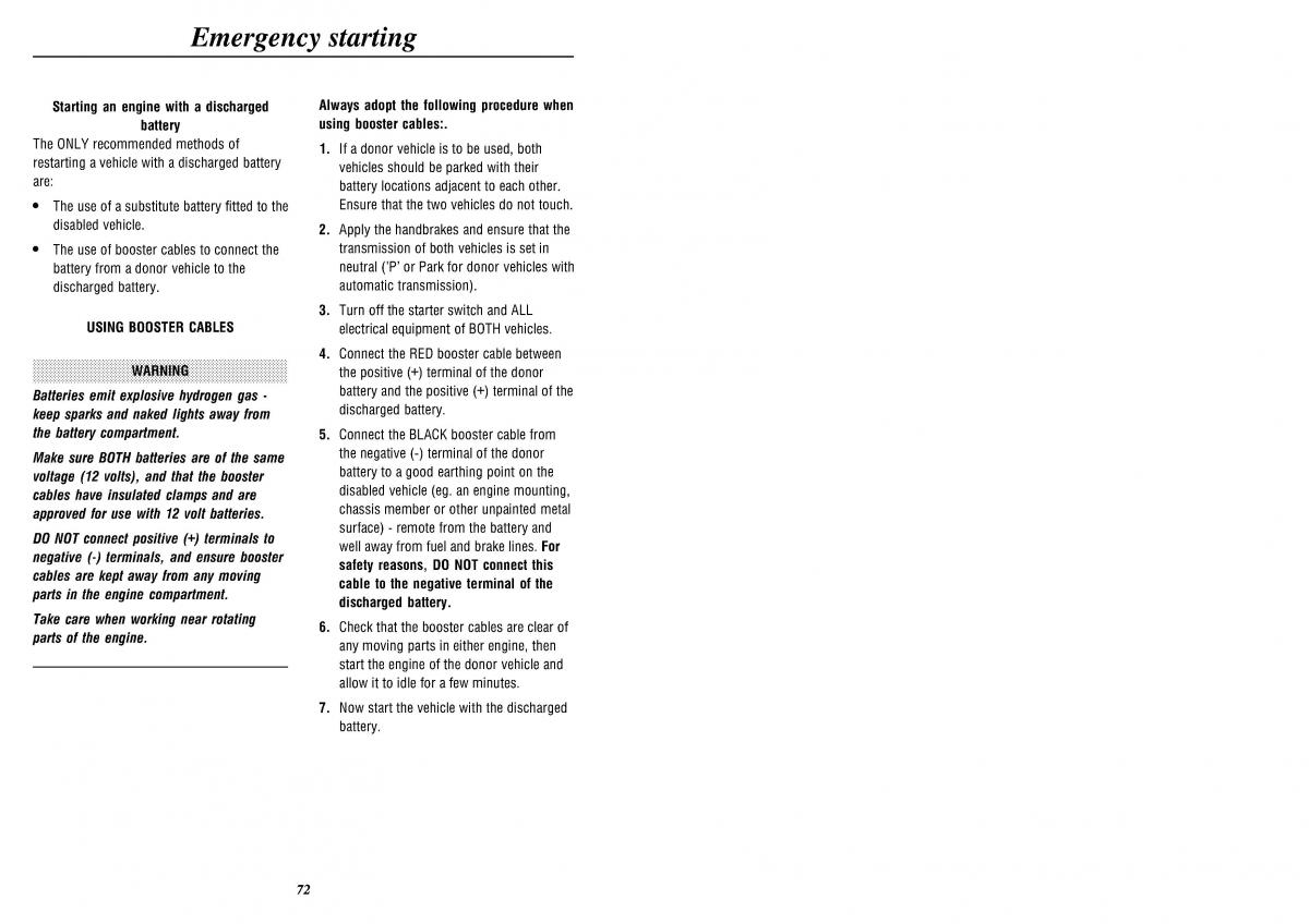 Land Rover Defender II gen owners manual / page 74