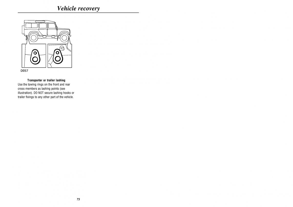 Land Rover Defender II gen owners manual / page 77