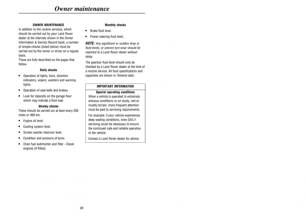 Land Rover Defender II gen owners manual / page 83