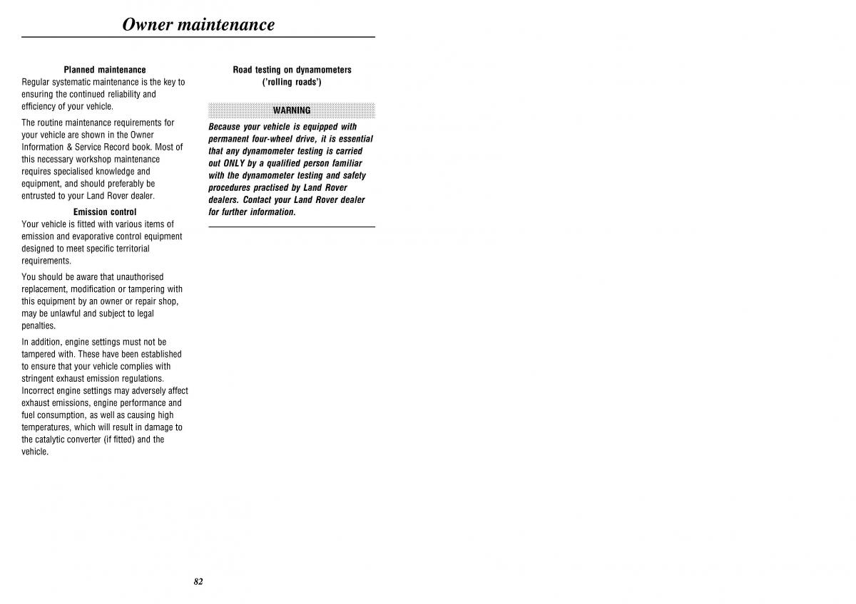 Land Rover Defender II gen owners manual / page 84