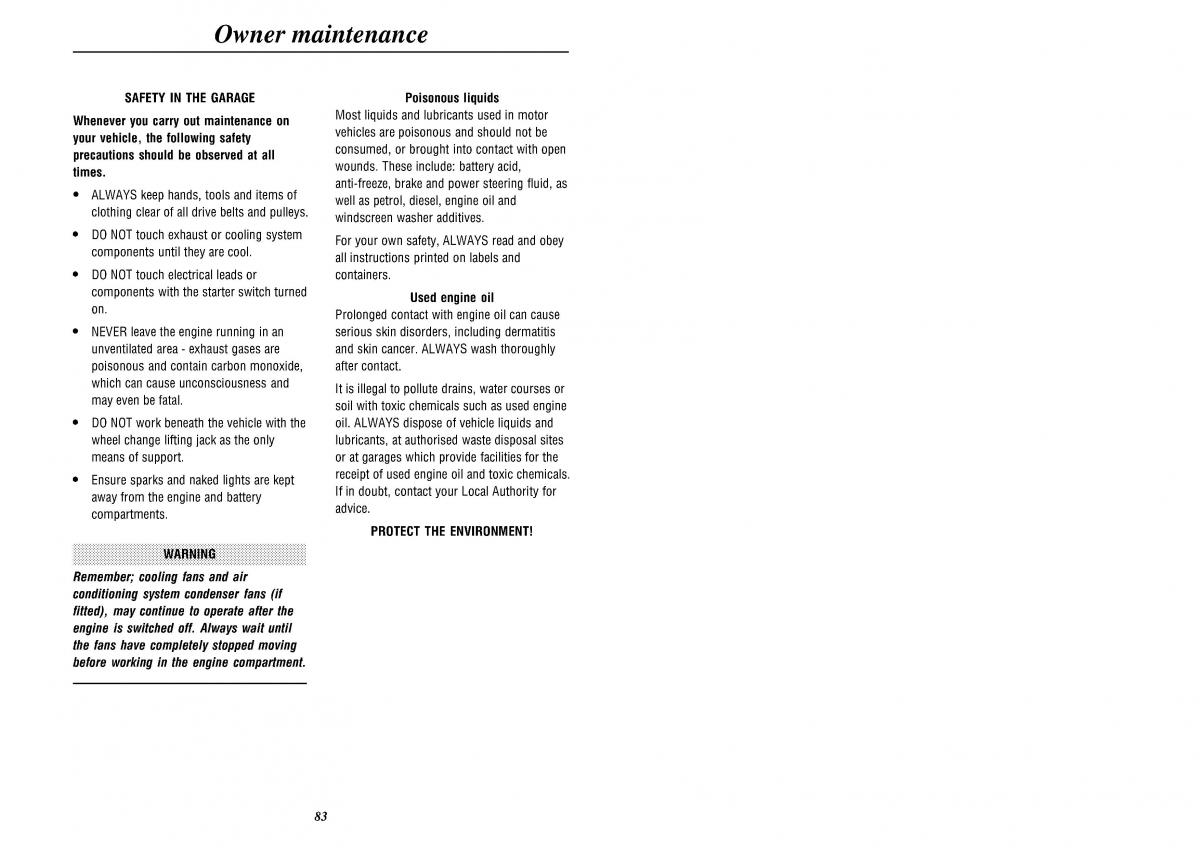 Land Rover Defender II gen owners manual / page 85