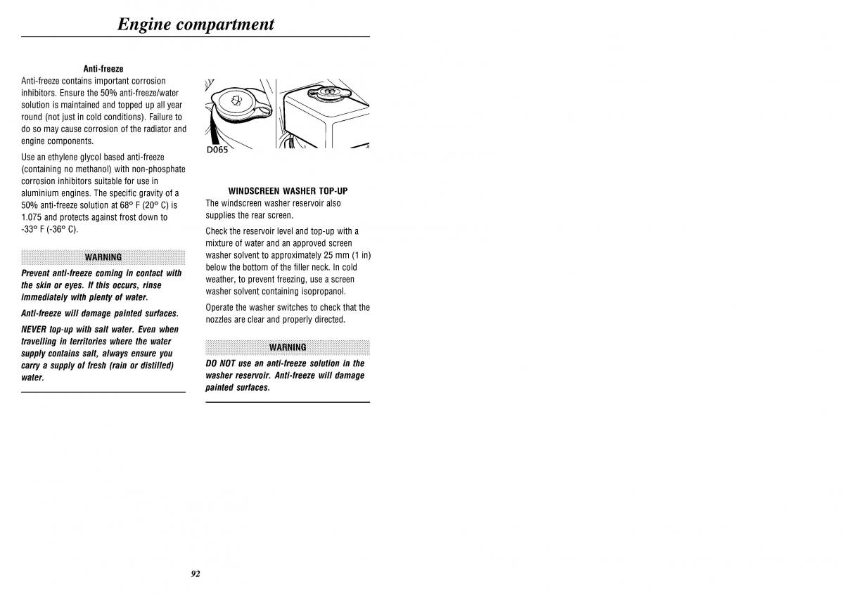 Land Rover Defender II gen owners manual / page 94