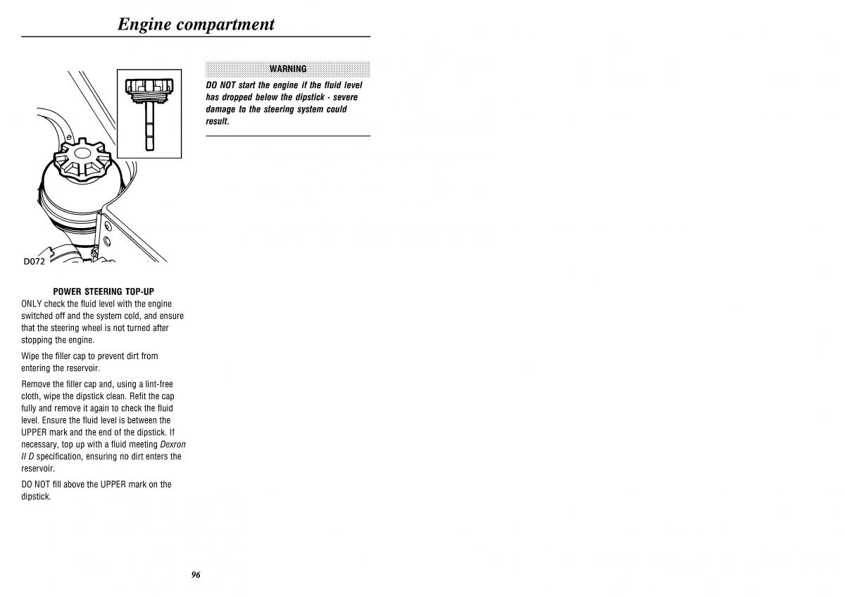 Land Rover Defender II gen owners manual / page 98