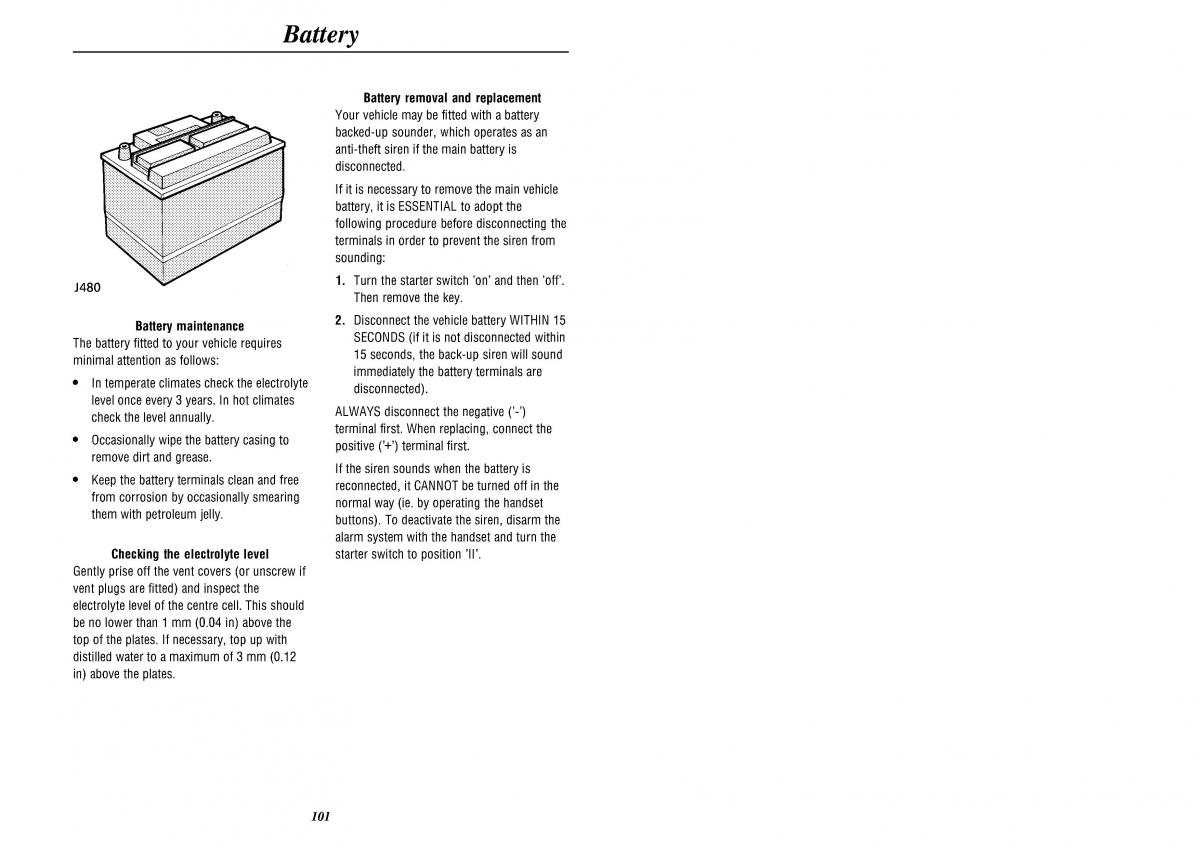 Land Rover Defender II gen owners manual / page 103