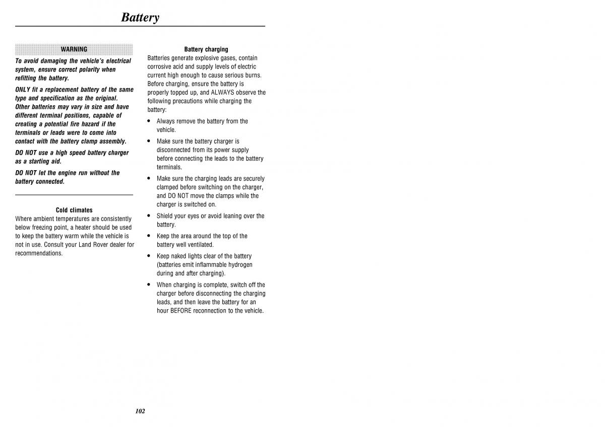 Land Rover Defender II gen owners manual / page 104