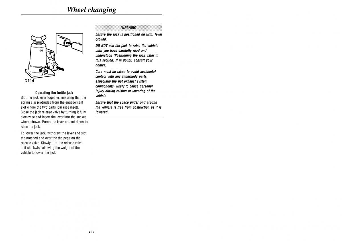 Land Rover Defender II gen owners manual / page 107