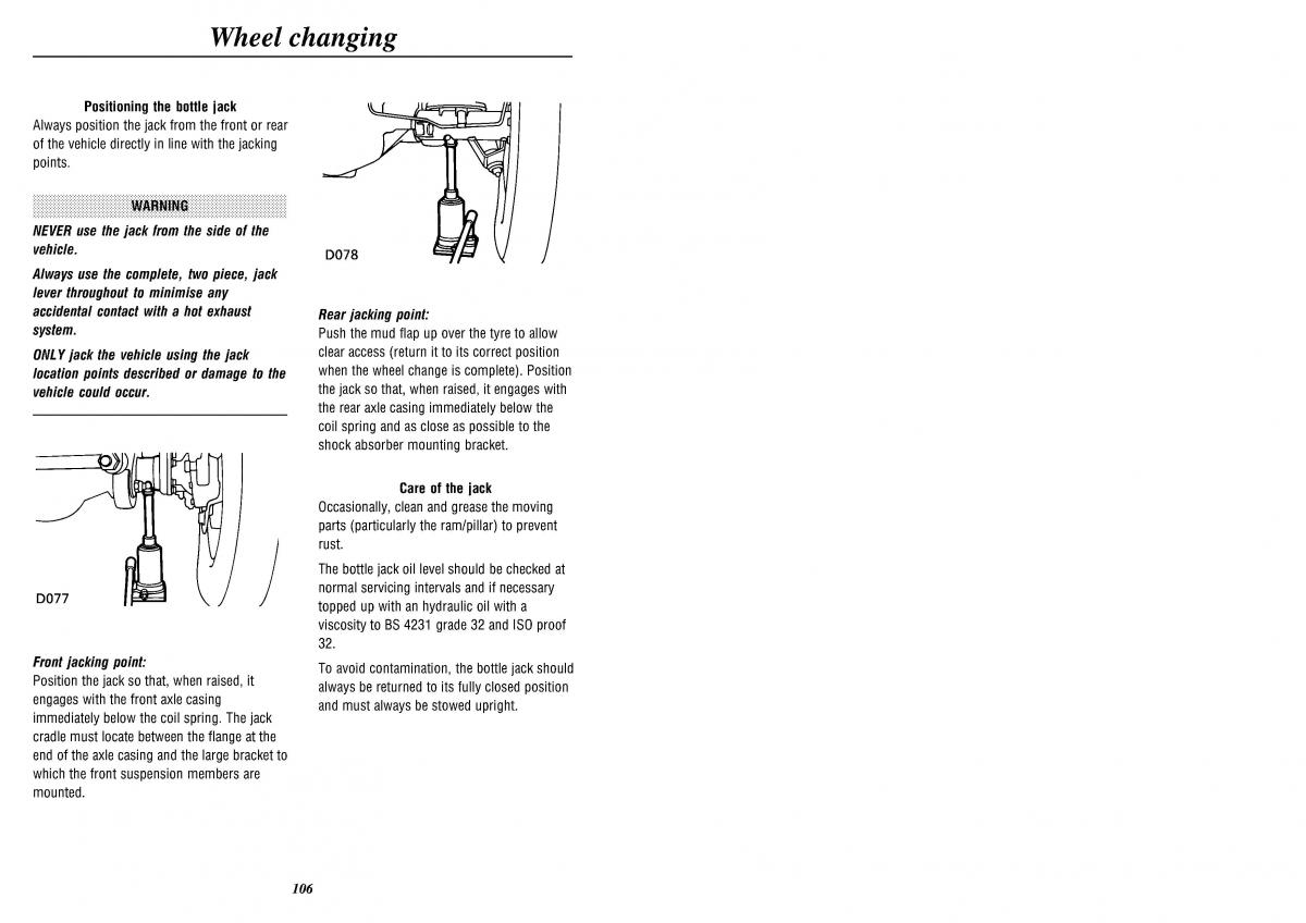 Land Rover Defender II gen owners manual / page 108