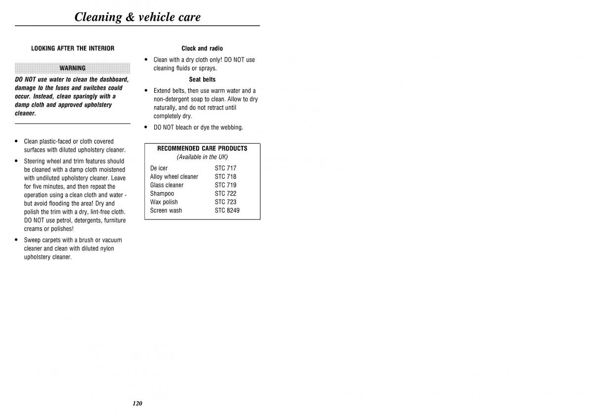 Land Rover Defender II gen owners manual / page 122