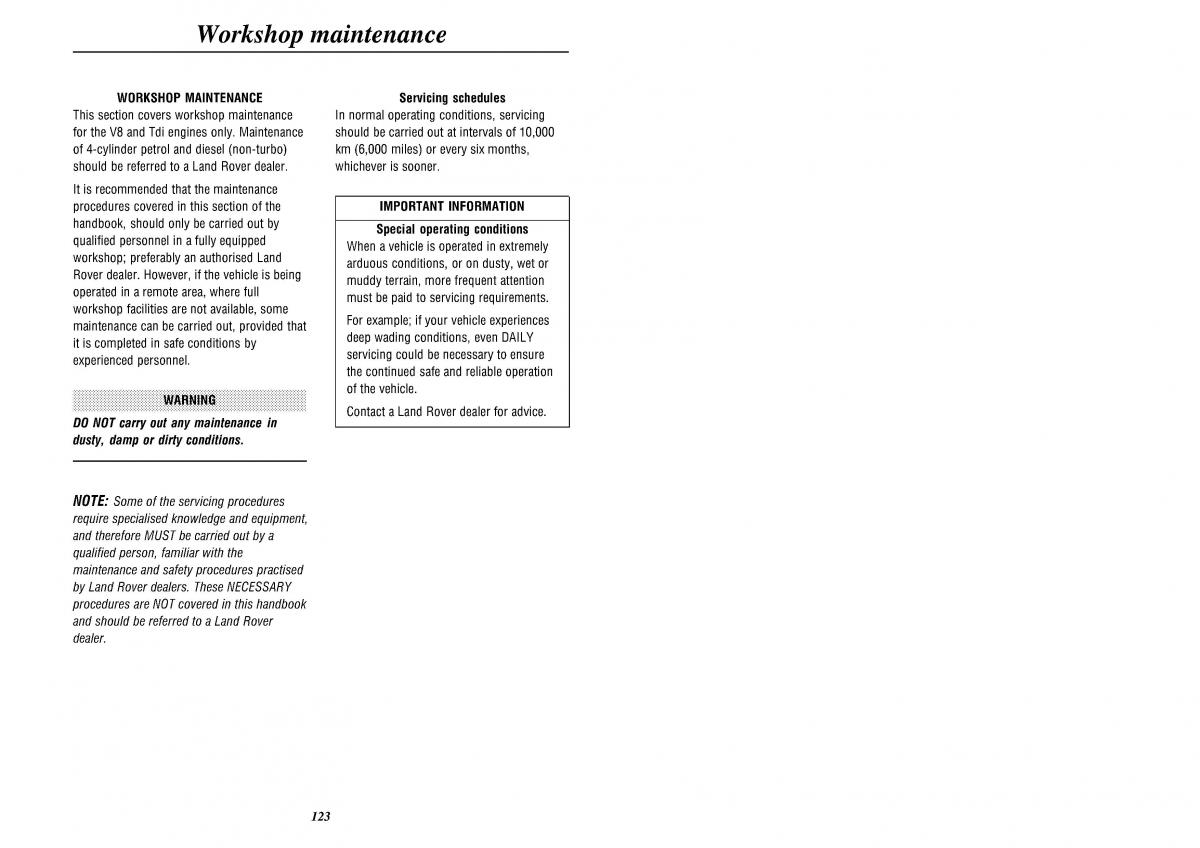 Land Rover Defender II gen owners manual / page 125