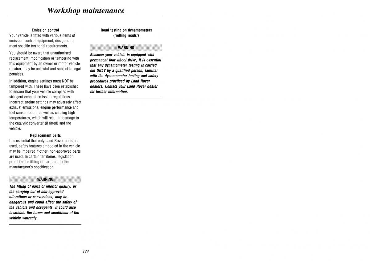 Land Rover Defender II gen owners manual / page 126