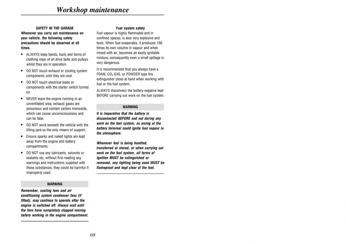 Land Rover Defender II gen owners manual / page 127