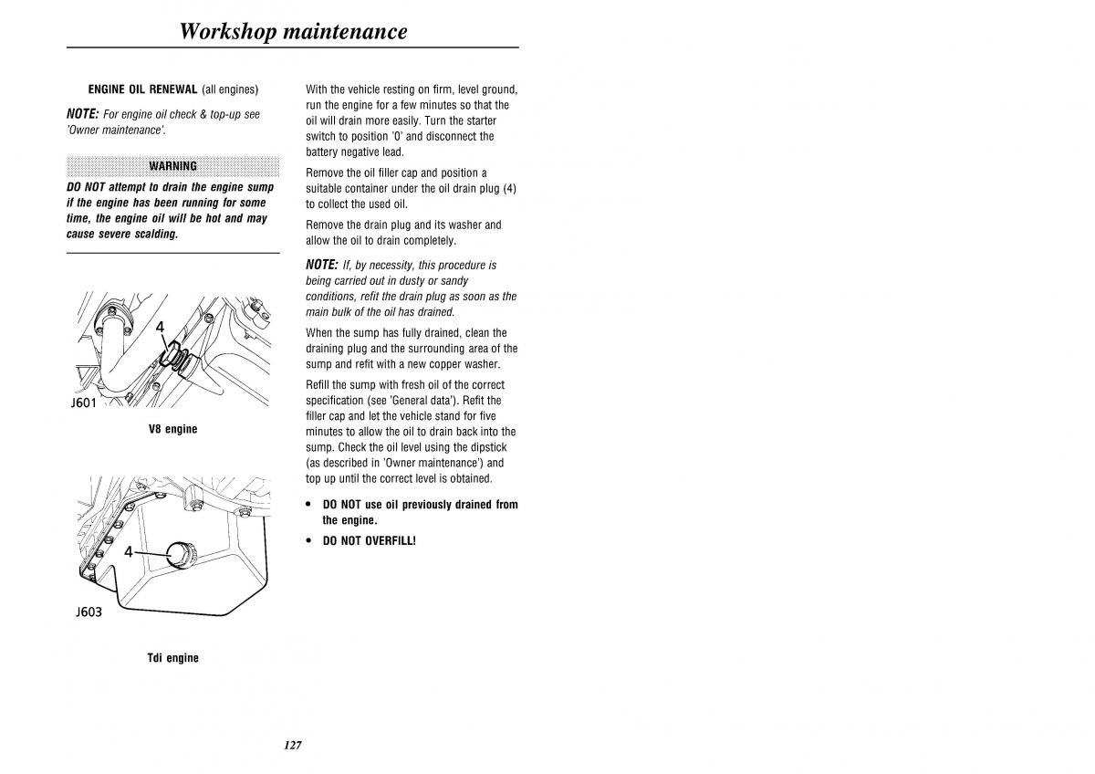 Land Rover Defender II gen owners manual / page 129