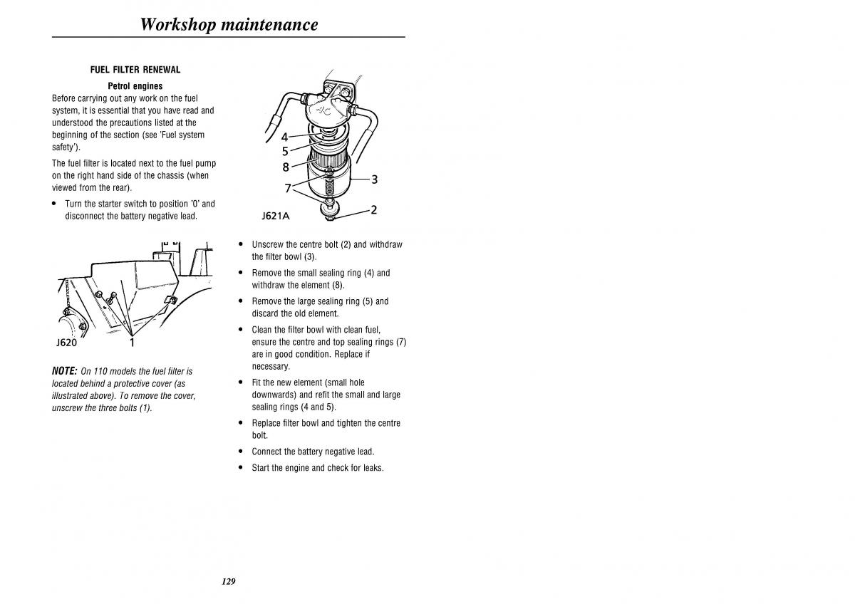 Land Rover Defender II gen owners manual / page 131