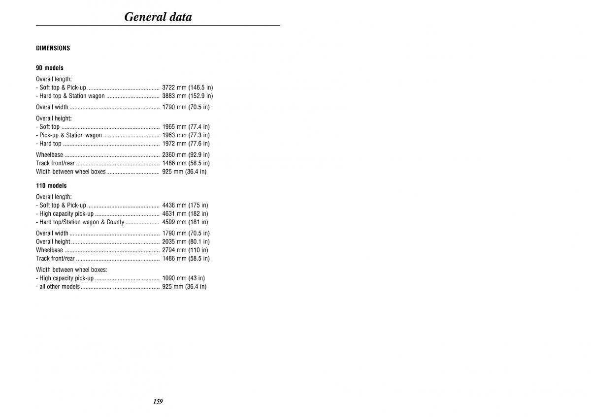 Land Rover Defender II gen owners manual / page 161