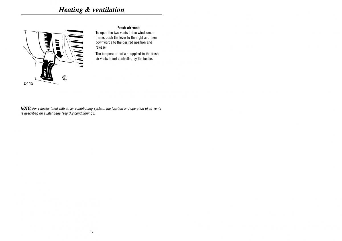 Land Rover Defender II gen owners manual / page 39