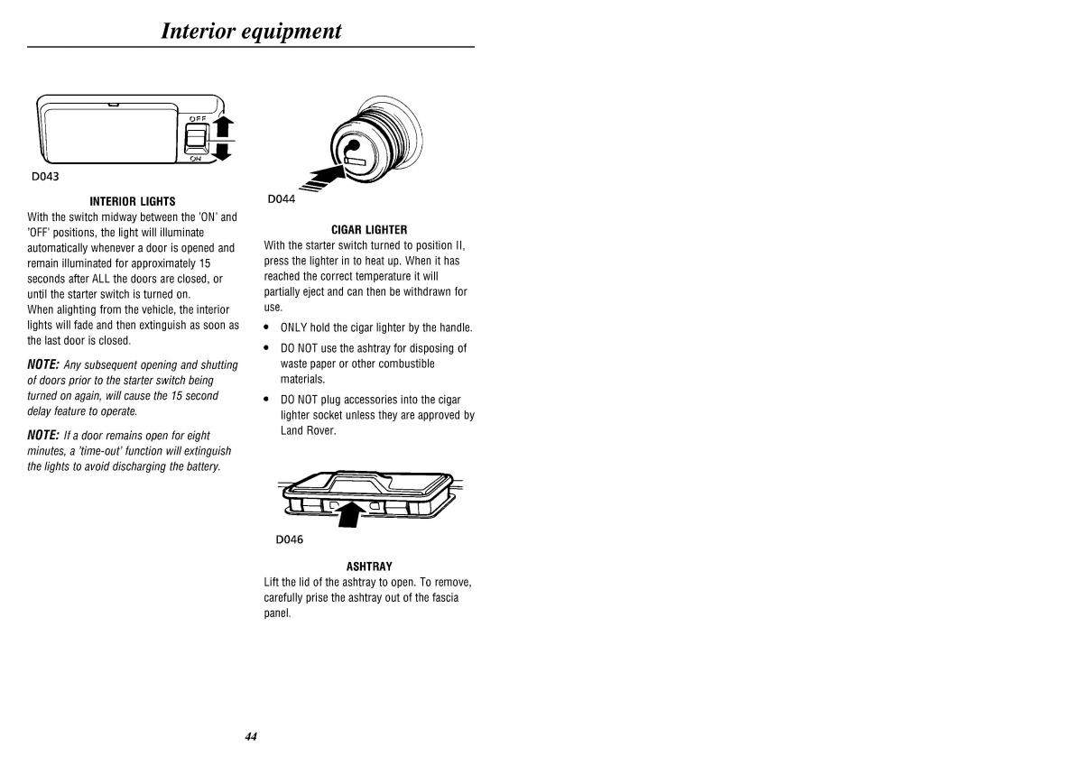 Land Rover Defender II gen owners manual / page 46